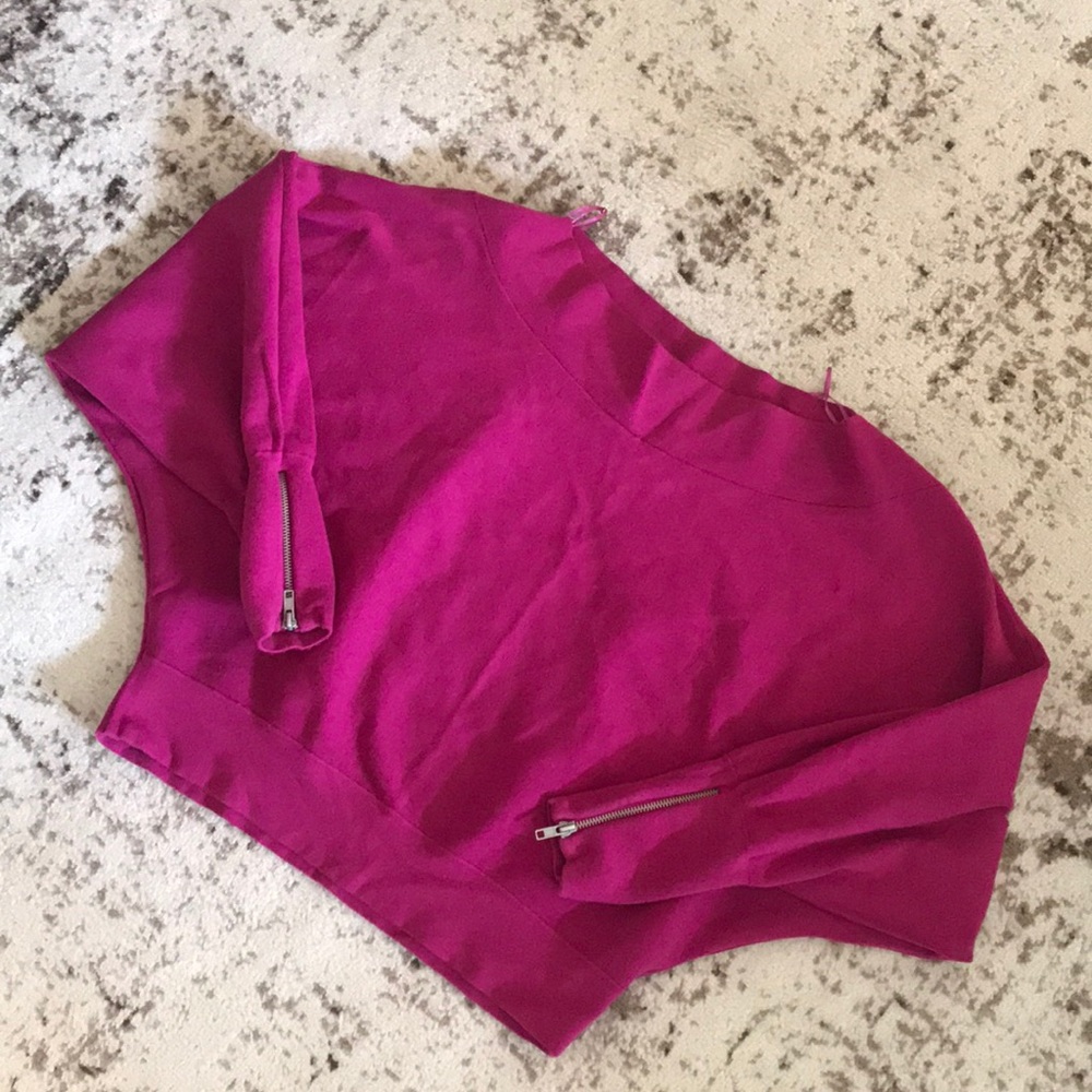 Free People SZ S Fuscia cowl neck sweater